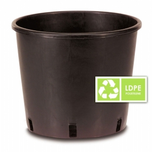 Black Round plastic Pot 25L - 33x33cm