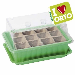 Mini-greenhouse with biodegradable seedbed by Verdemax  - I LOVE ORTO - cm 20x14xh11 - 12 cells