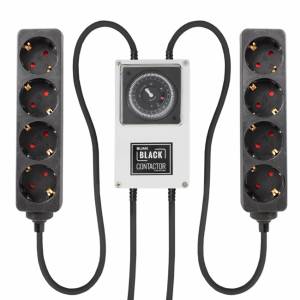 LUMii Black 8-Way Schuko Contactor Timer