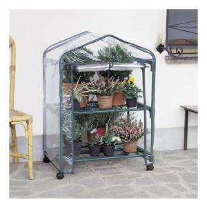 Azalea Greenhouse with 2 shelves and wheels 70x50xh98cm - Verdemax