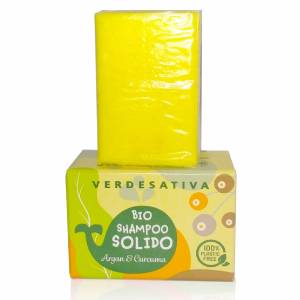 Organic Solid Shampoo with Hemp, Argan & Turmeric 55gr - Verdesativa