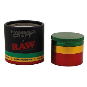 RAW Hammer Craft Grinder Aluminium Rasta Medium 4 Parts - 55mm