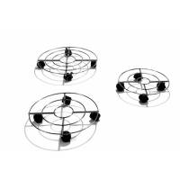 Round steel saucer with wheels 40 cm