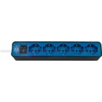 Multiple socket Ecolor 5 sockets 1,5 m black / blue